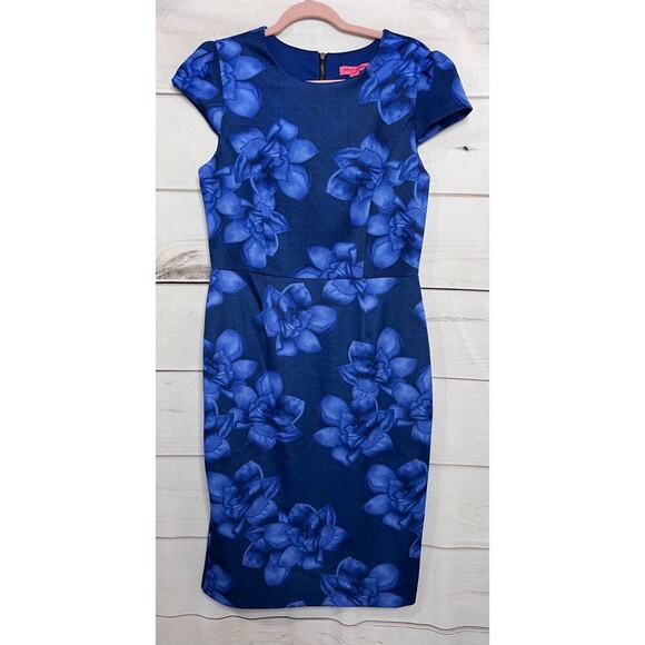 BETSEY JOHNSON Dress Womens Size 8 Midi Floral Blue - Picture 1 of 6